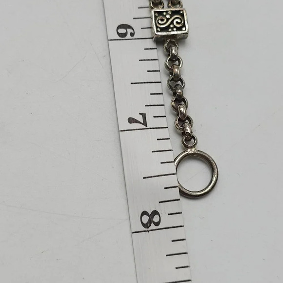 Turquoise Sterling Silver 925 Vintage Bracelet Intricate Design Toggle Clasp - Picture 7 of 7